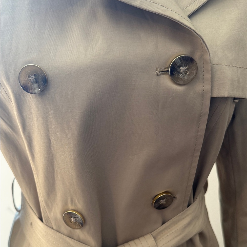 Cole Haan Beige Double-Breasted Trench Coat - Picture 5 of 7